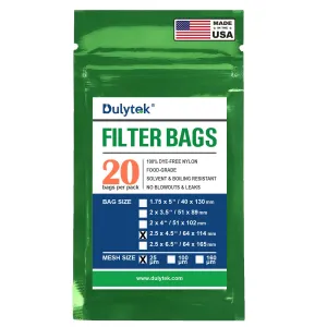 Dulytek® Premium Nylon Press Filter Bags, 2.5" x 4.5", Various Micron Mesh Sizes, Free Packing Card, Zero Blowouts