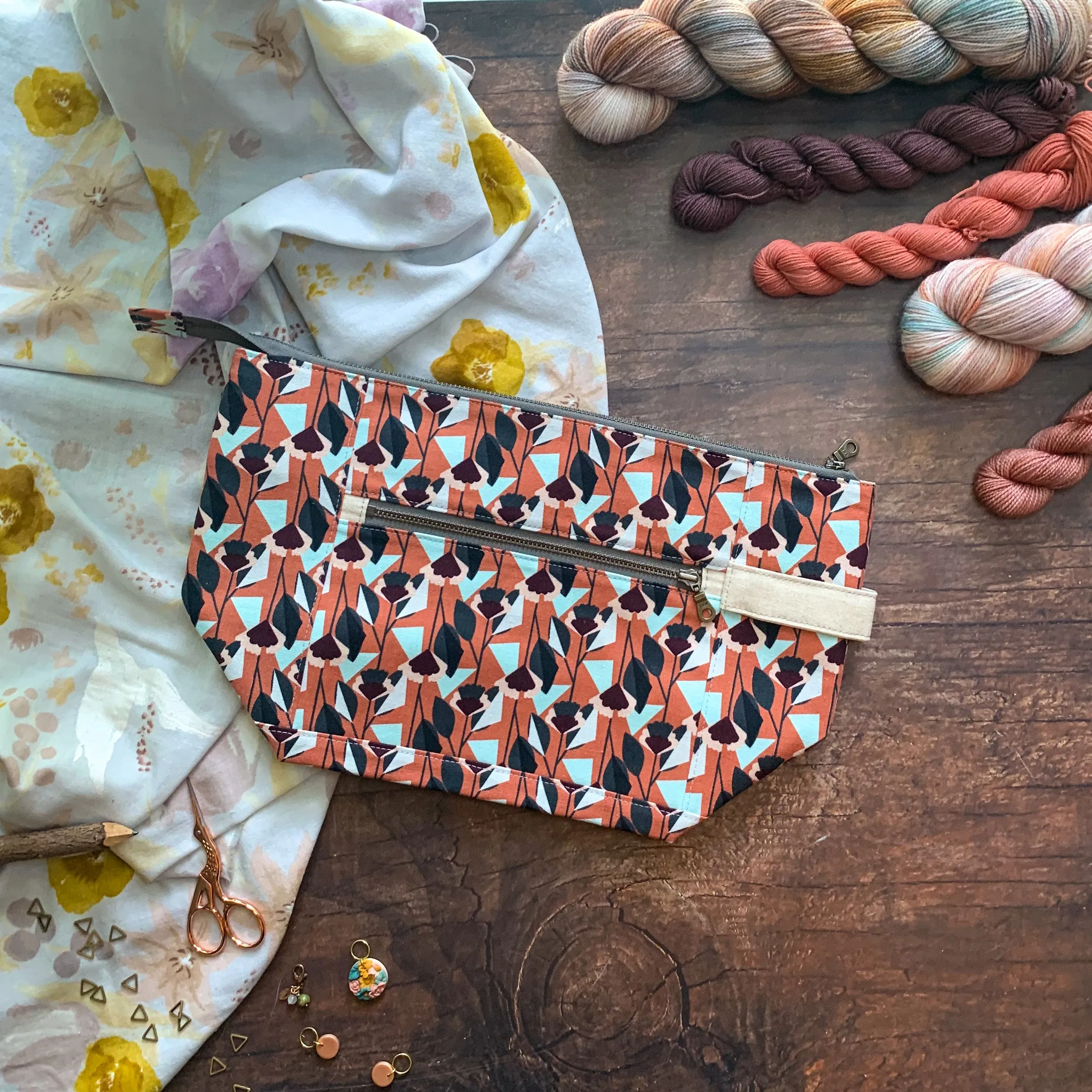 *Florence*  Zippered Knitting Project Bag