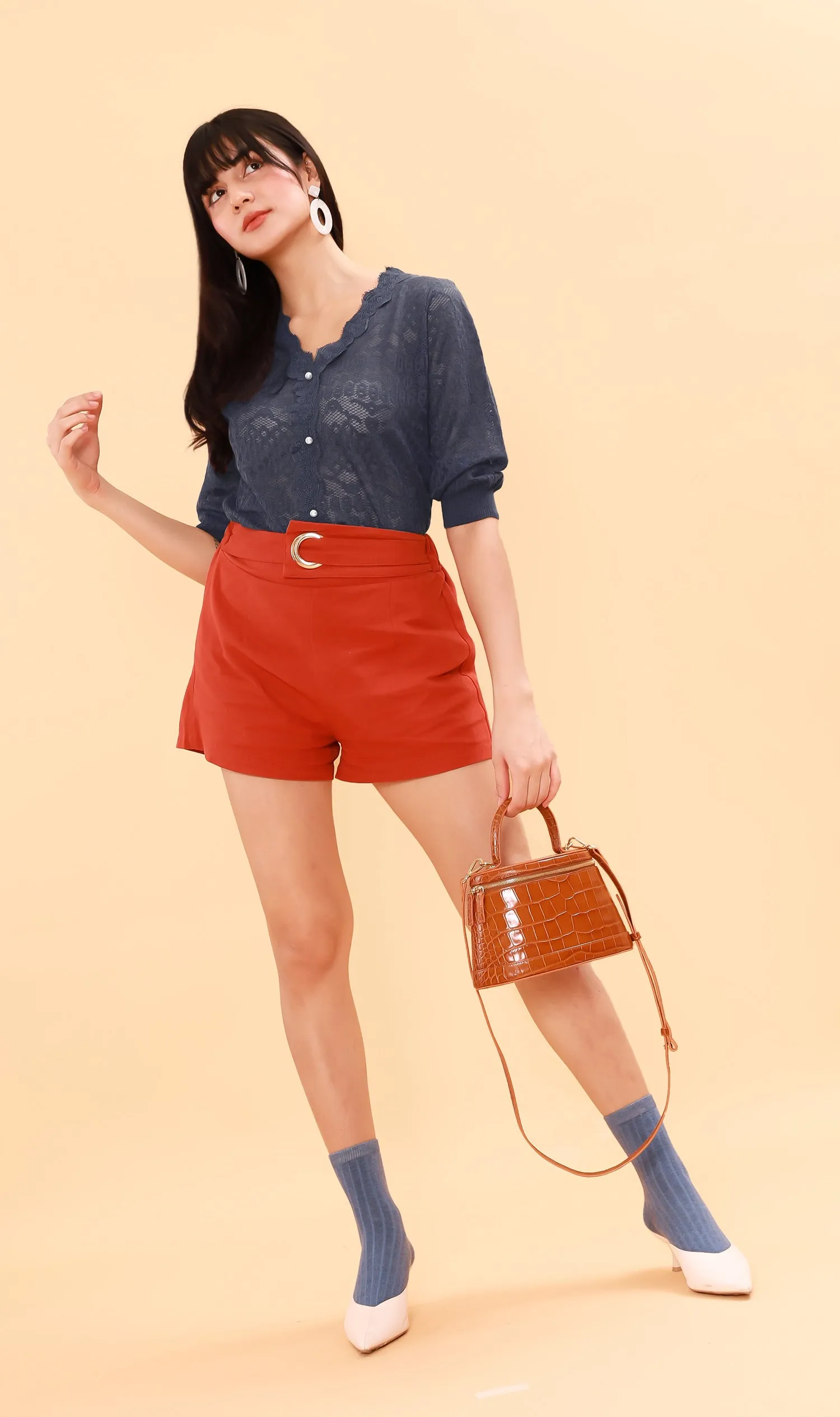 FRANCES Lace-Trimmed Top  (Deep Taro)