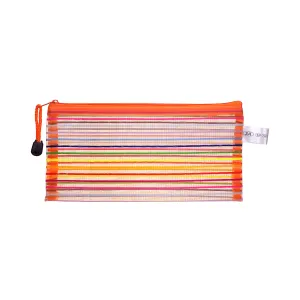 Generic Colorful Striped Mesh Zipper Pencil Case