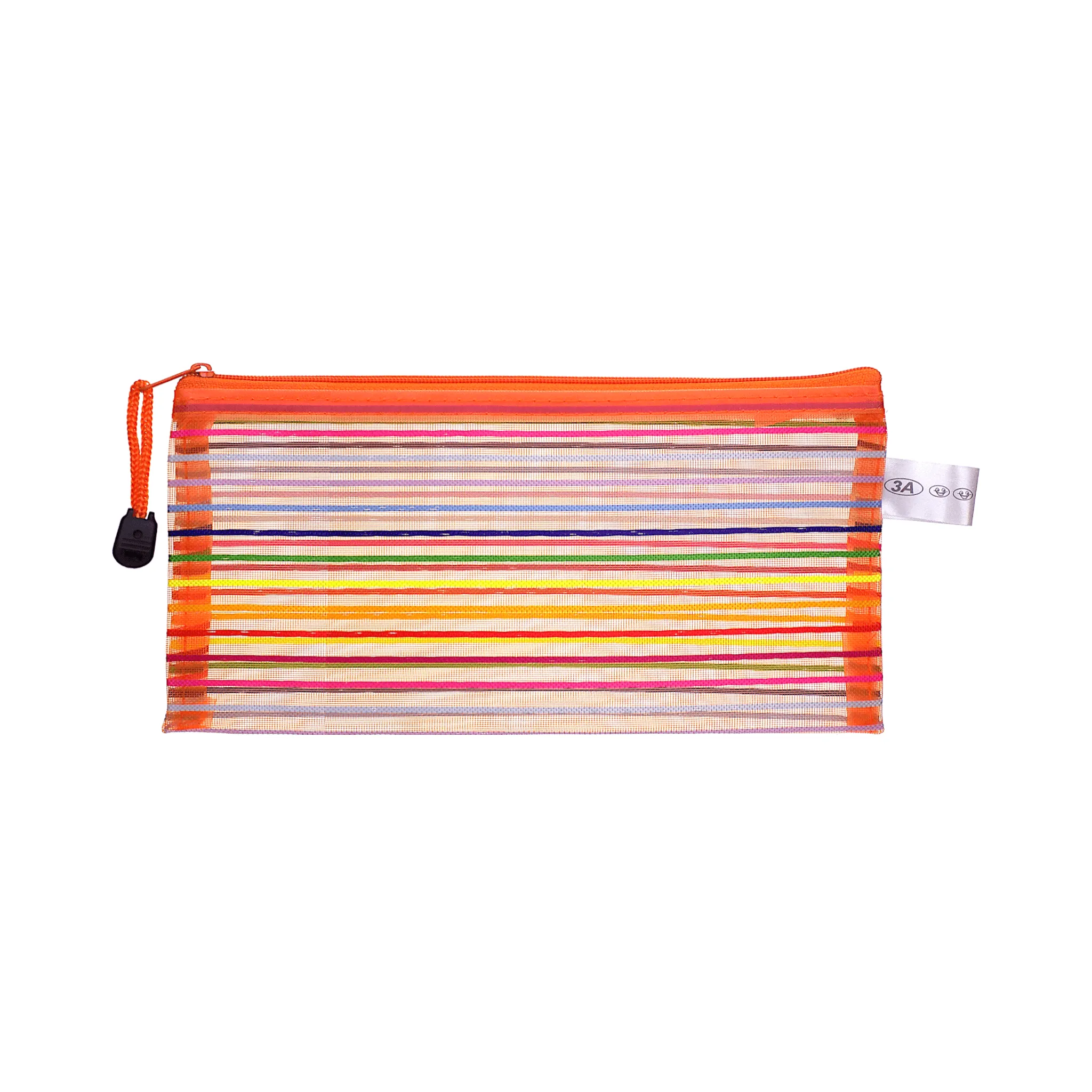 Generic Colorful Striped Mesh Zipper Pencil Case