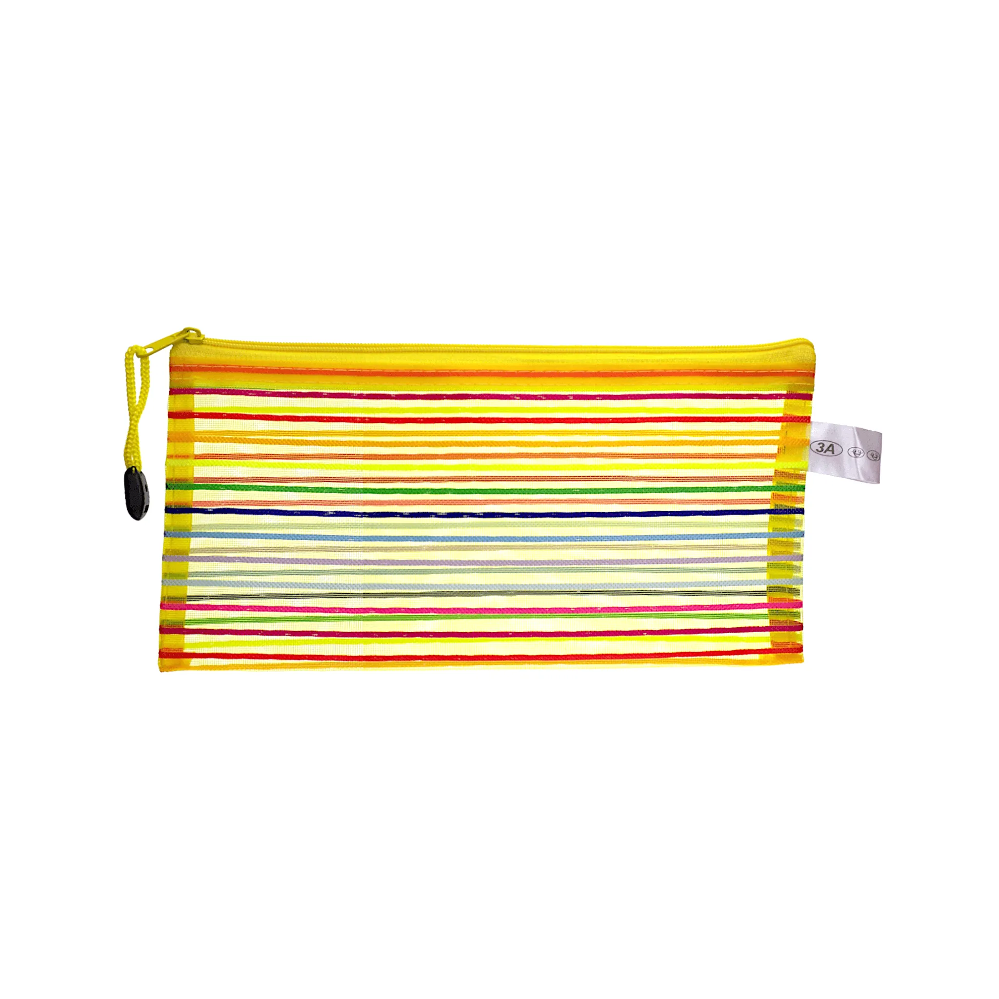 Generic Colorful Striped Mesh Zipper Pencil Case
