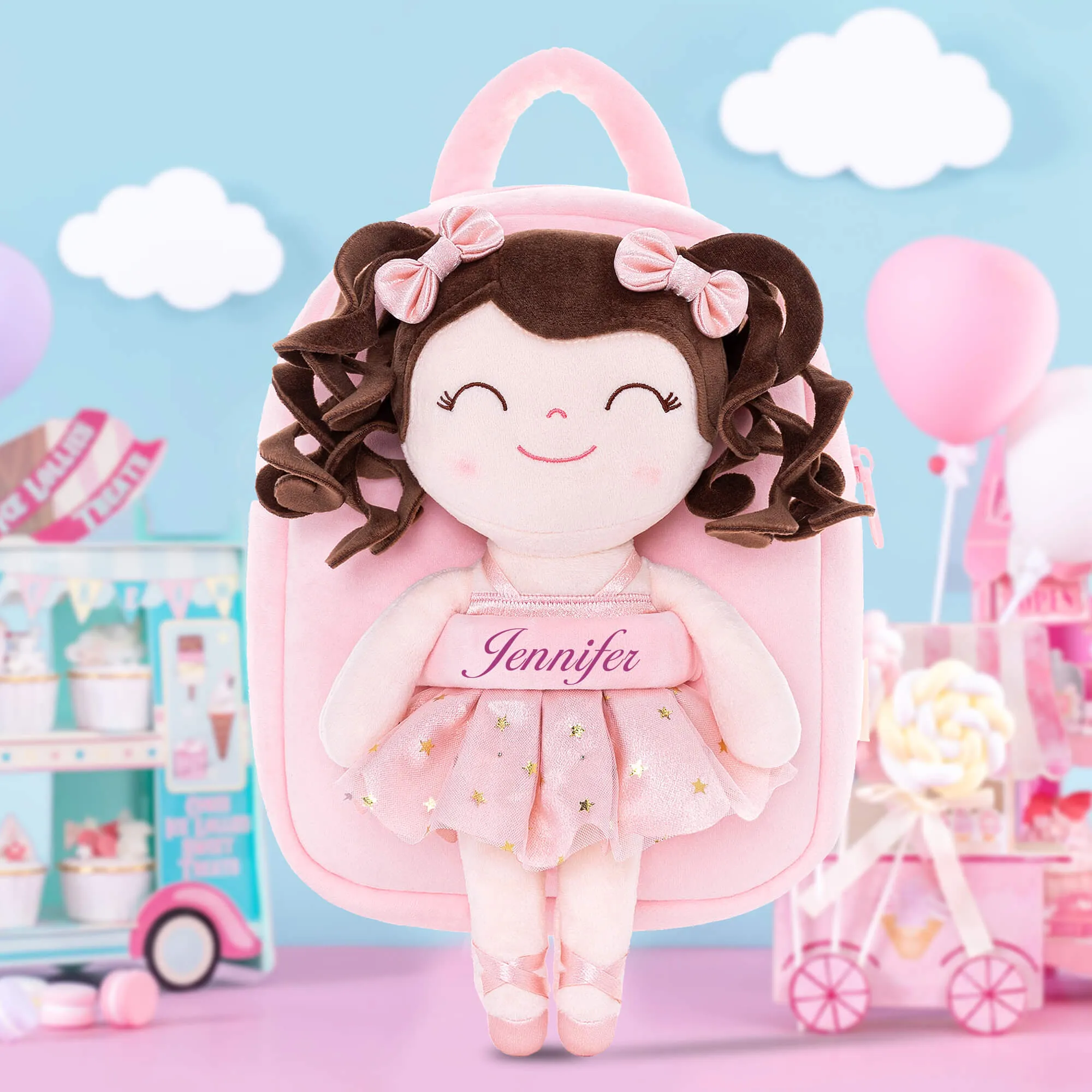 Gloveleya 9-inch Plush Curly Ballet Girl Dolls Backpack Gifts Ballet Dream