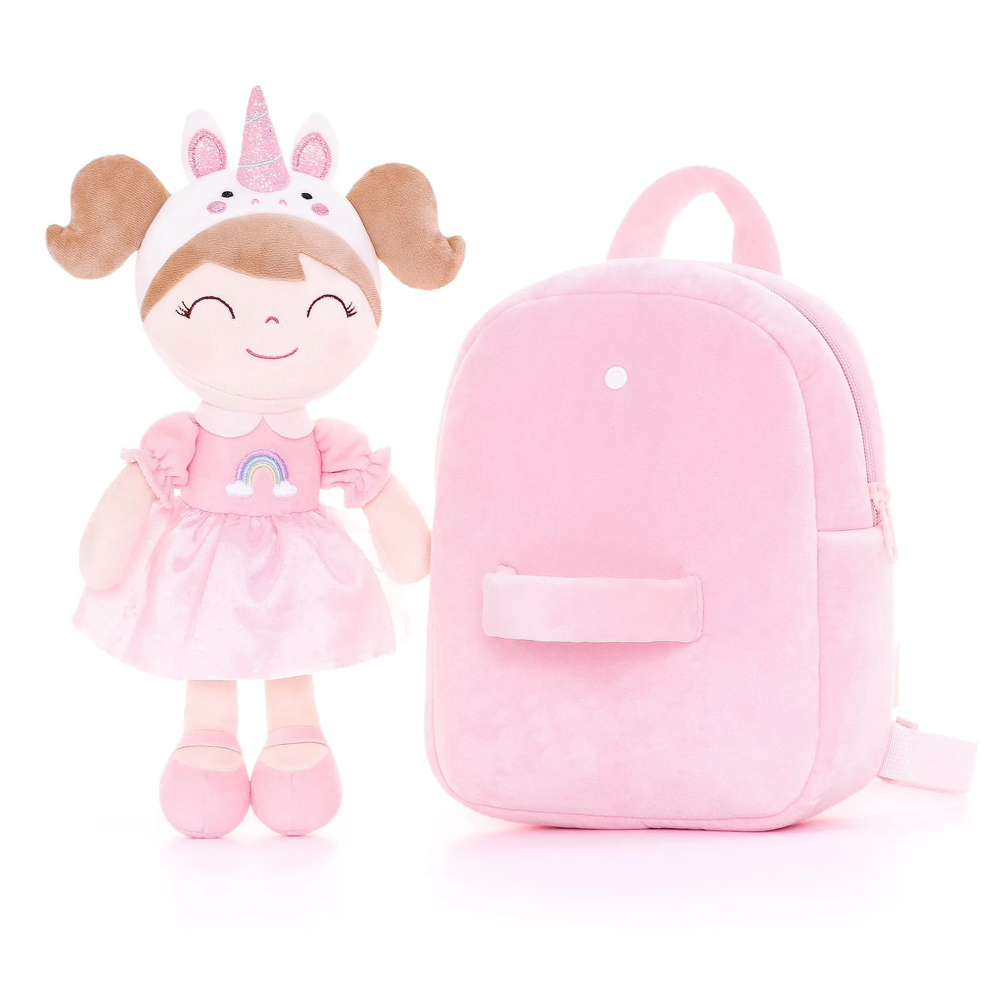 Gloveleya 9-inch Toddler Backpack Plush Animal Dolls Backpacks Series Unicorn