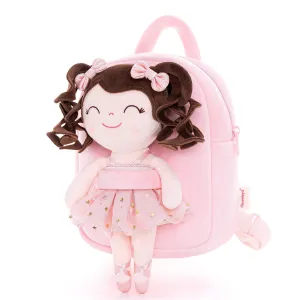 Gloveleya 9-inch Toddler Backpack Plush Curly Ballet Girl Dolls Backpack Champagne Pink Ballet Dream