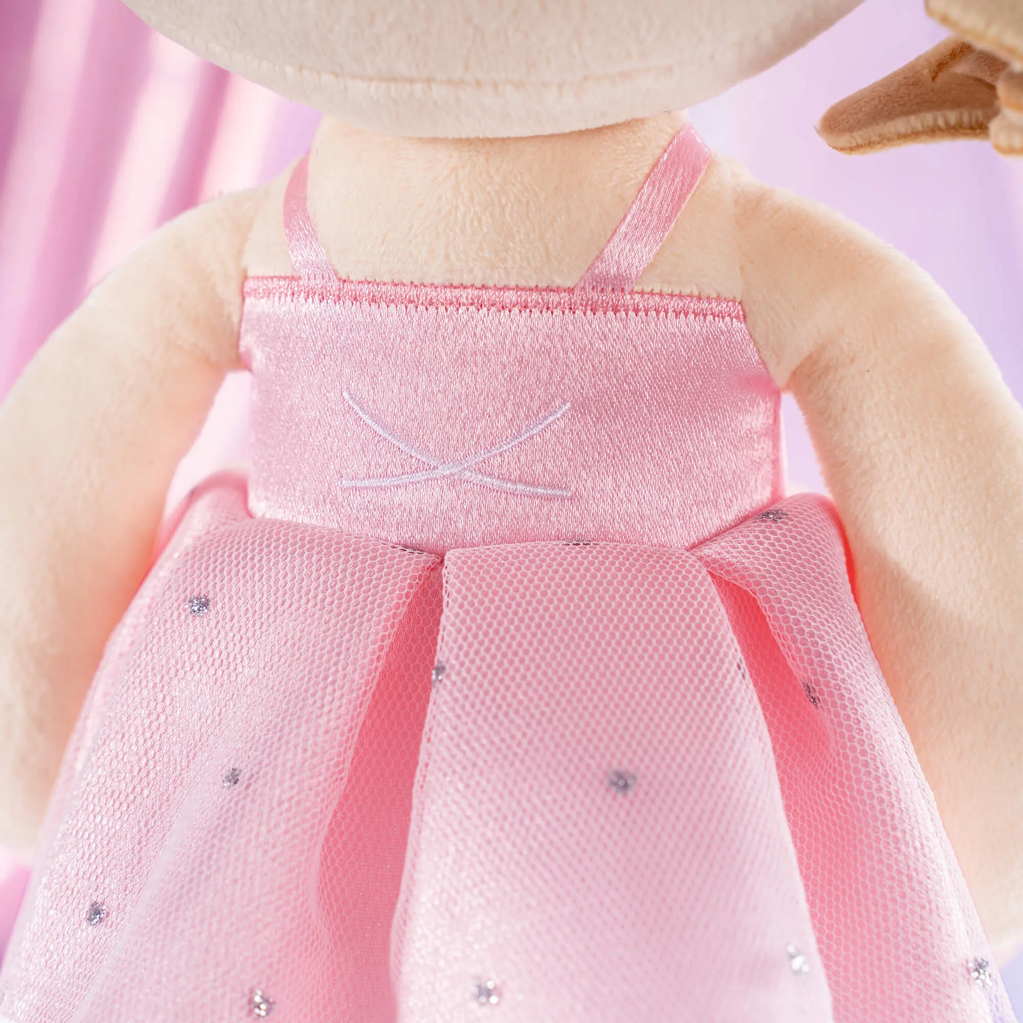 Gloveleya 9-inch Toddler Backpack Plush Curly Ballet Girl Dolls Backpack Peach Ballet Dream