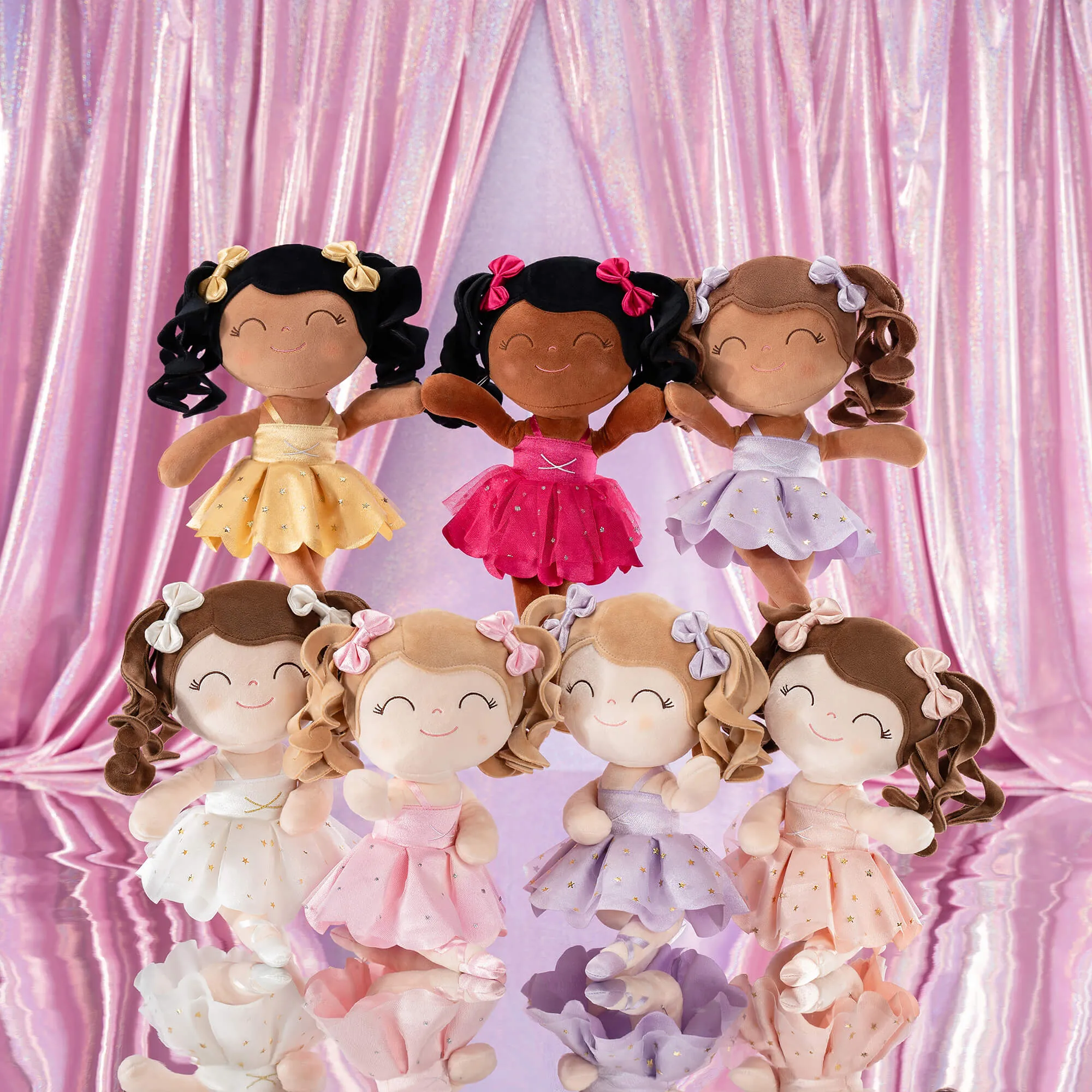Gloveleya 9-inch Toddler Backpack Plush Curly Ballet Girl Dolls Backpack Peach Ballet Dream