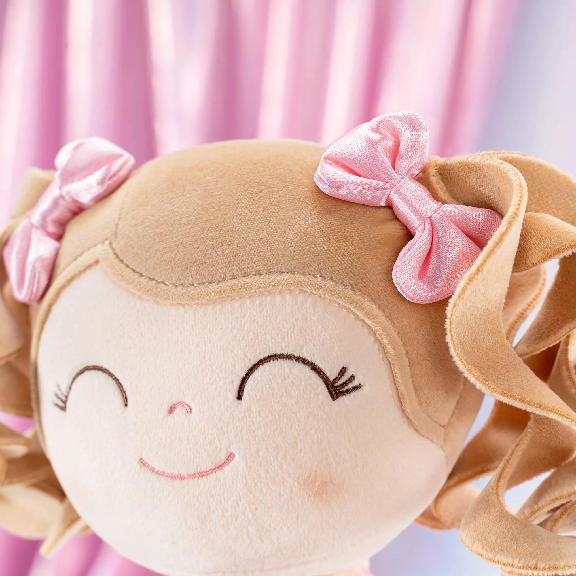 Gloveleya 9-inch Toddler Backpack Plush Curly Ballet Girl Dolls Backpack Peach Ballet Dream