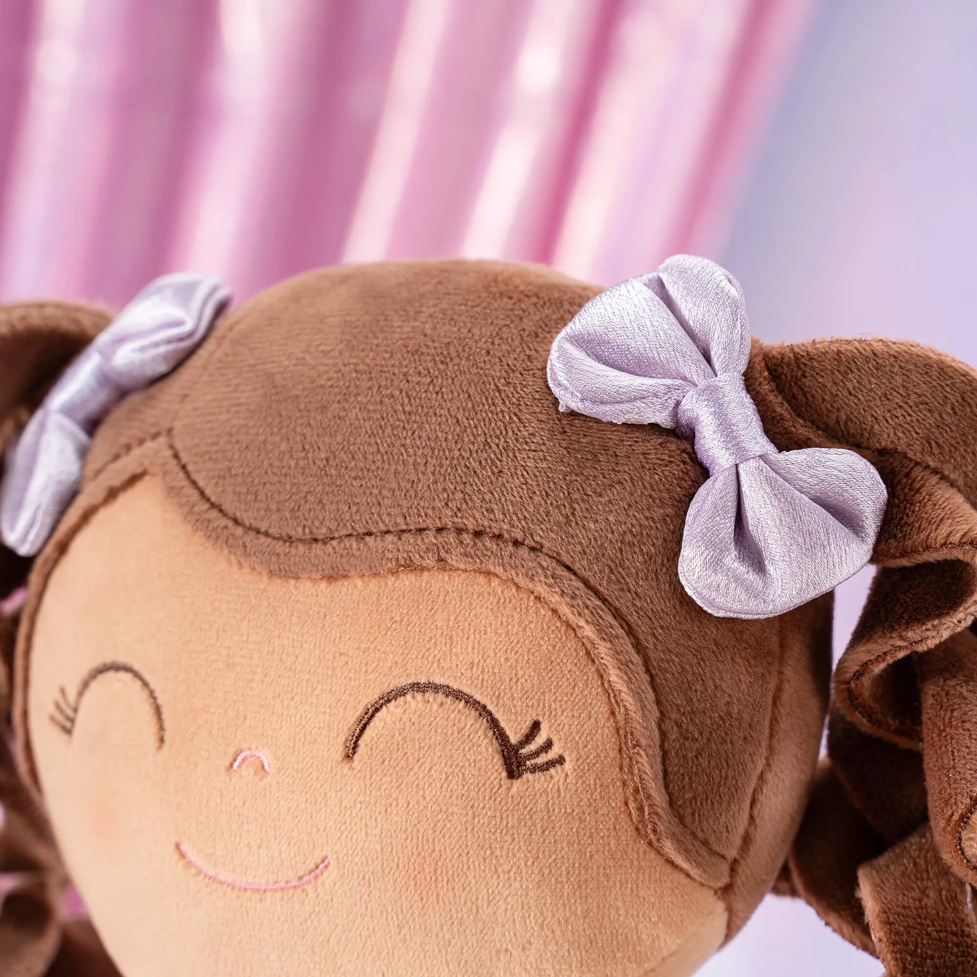 Gloveleya 9-inch Toddler Backpack Plush Curly Ballet Girl Dolls Backpack Tanned Purple Ballet Dream