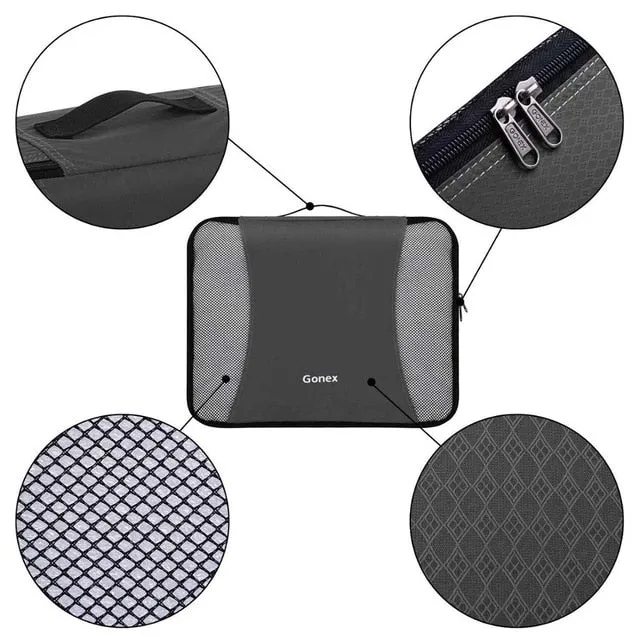 Gonex Travel Storage Bag Set Suitcase Organizer Luggage Hanging Ziplock Closet Clothes Mesh Packing Cubes with Laundry Bag