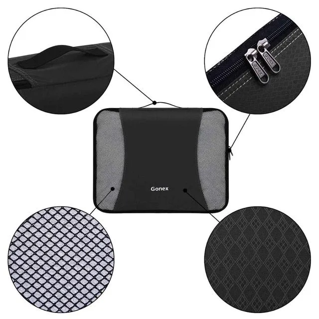 Gonex Travel Storage Bag Set Suitcase Organizer Luggage Hanging Ziplock Closet Clothes Mesh Packing Cubes with Laundry Bag