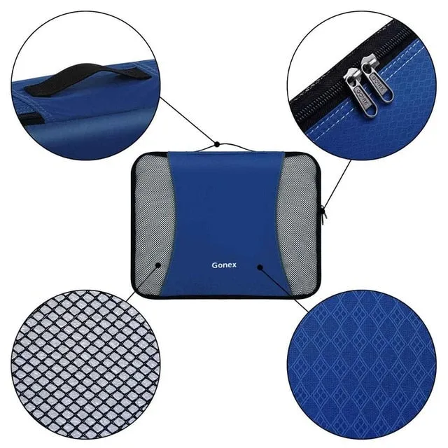 Gonex Travel Storage Bag Set Suitcase Organizer Luggage Hanging Ziplock Closet Clothes Mesh Packing Cubes with Laundry Bag