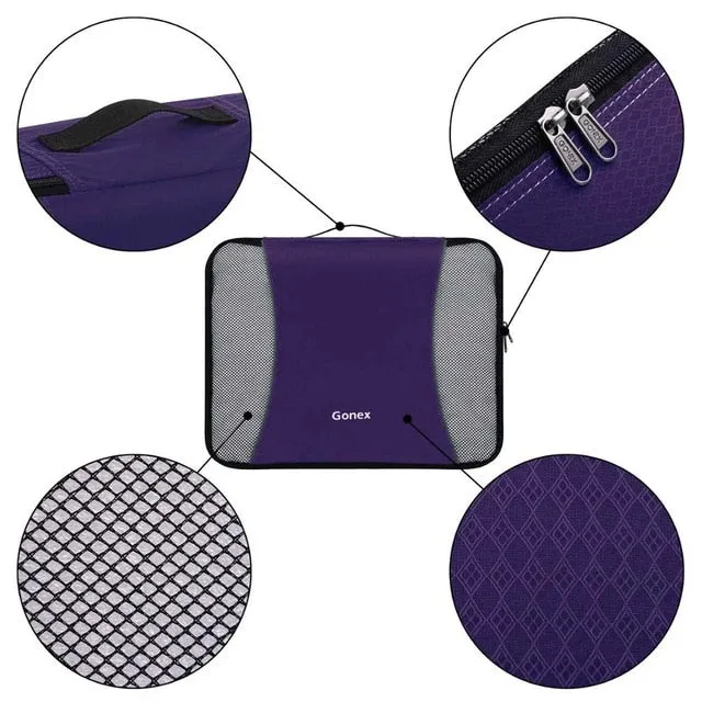 Gonex Travel Storage Bag Set Suitcase Organizer Luggage Hanging Ziplock Closet Clothes Mesh Packing Cubes with Laundry Bag