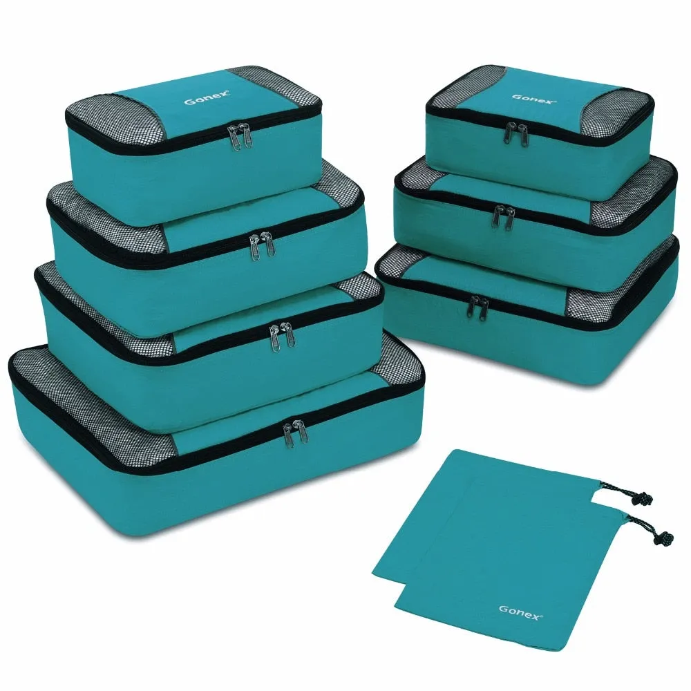 Gonex Travel Storage Bag Set Suitcase Organizer Luggage Hanging Ziplock Closet Clothes Mesh Packing Cubes with Laundry Bag