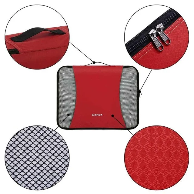 Gonex Travel Storage Bag Set Suitcase Organizer Luggage Hanging Ziplock Closet Clothes Mesh Packing Cubes with Laundry Bag