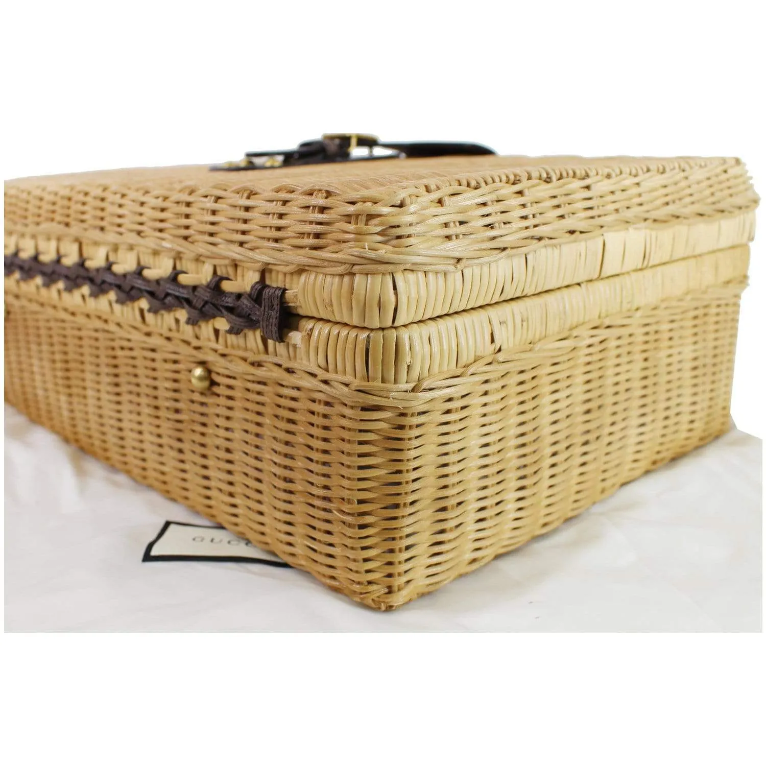 GUCCI Neutral Wicker suitcase Tan 524239 - Final Sale