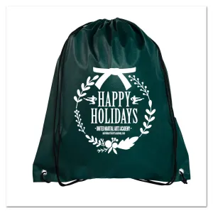 Happy Holidays Drawstring Nylon Bags