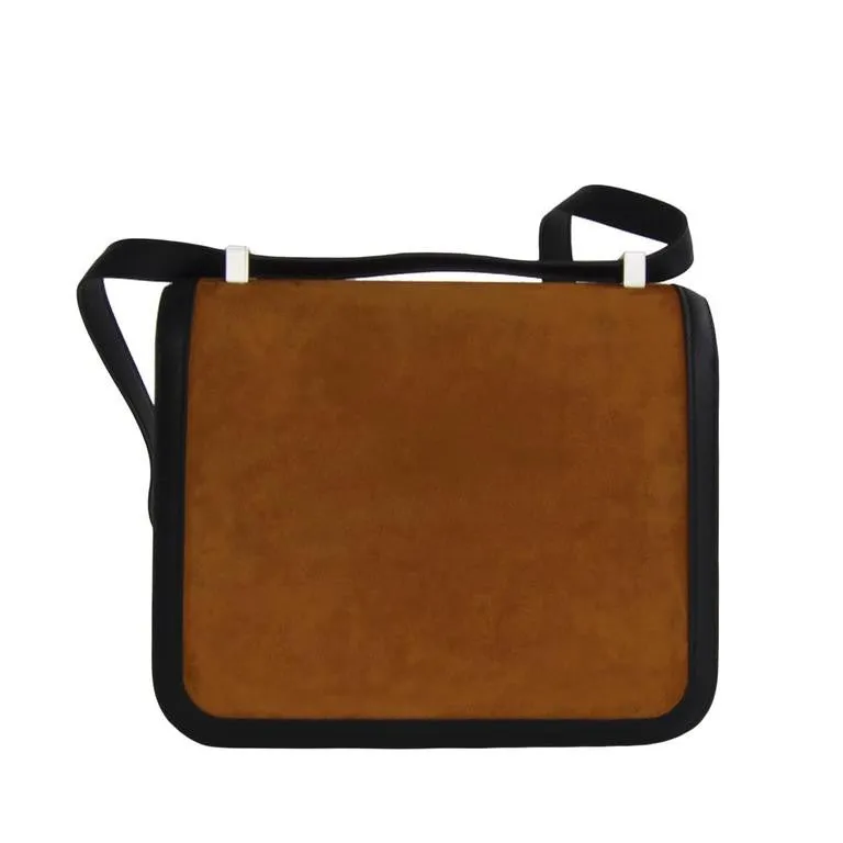 Hermes Alezan Doblis Black Swift Constance Double Gusset MM Bag