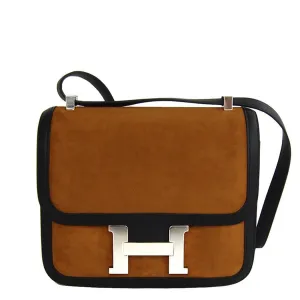 Hermes Alezan Doblis Black Swift Constance Double Gusset MM Bag