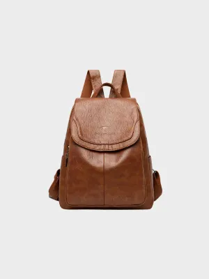 Isla - Anti-Theft PU Leather Backpack with RFID Protection and Stylish Design