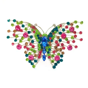 Jewelblings Gorgeous Multi Stones Art Deco Plumes &Tails Colorful Butterfly Brooches Pins Statement Insect Women Girl Wife Mother Jewelry