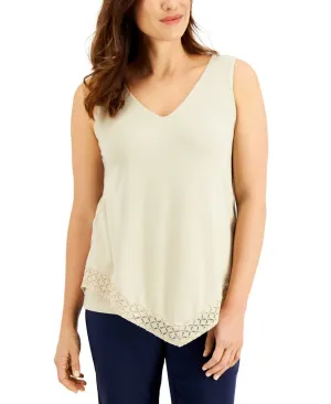 JM Collection Women's Two Layer Lace Trimmed Tank Top