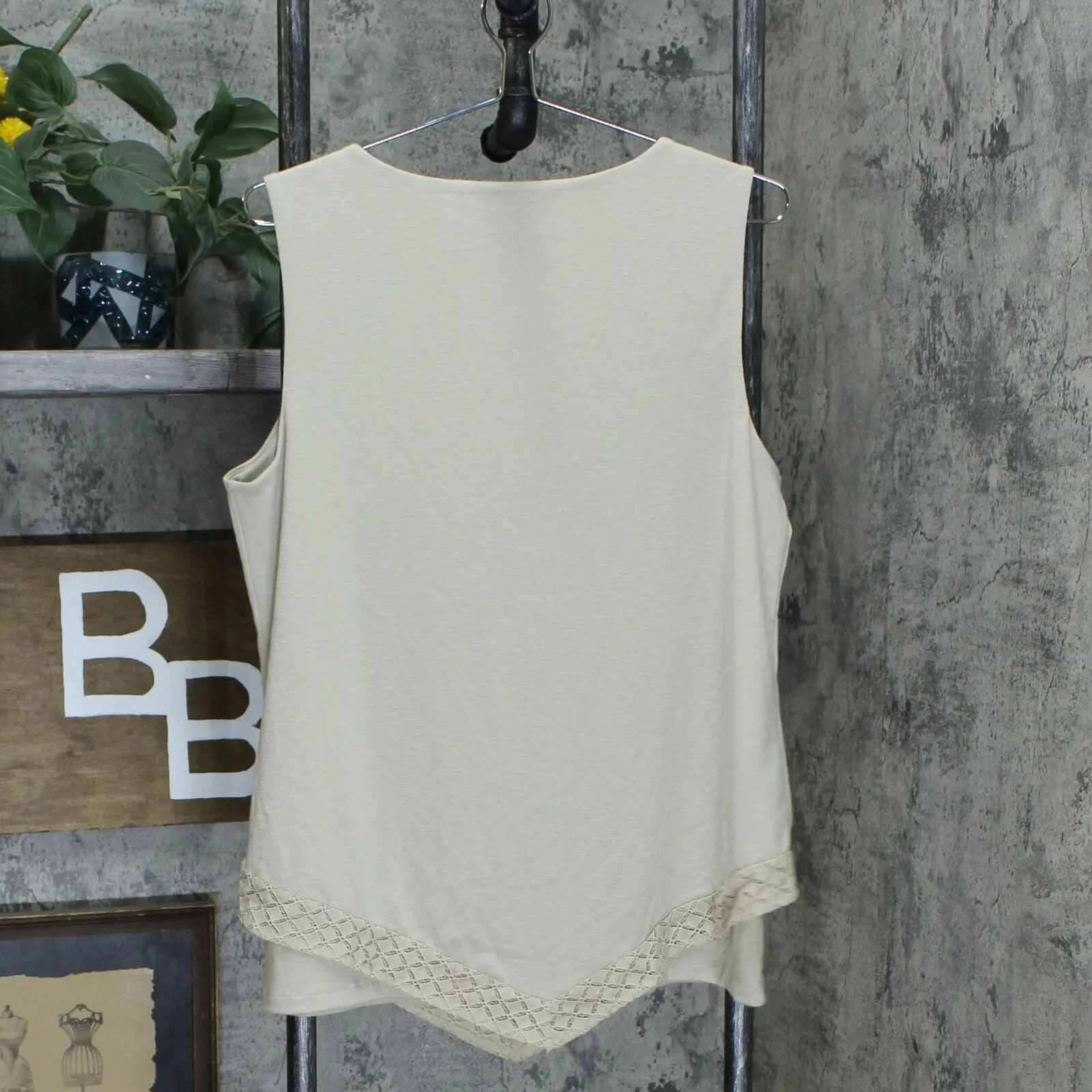 JM Collection Women's Two Layer Lace Trimmed Tank Top