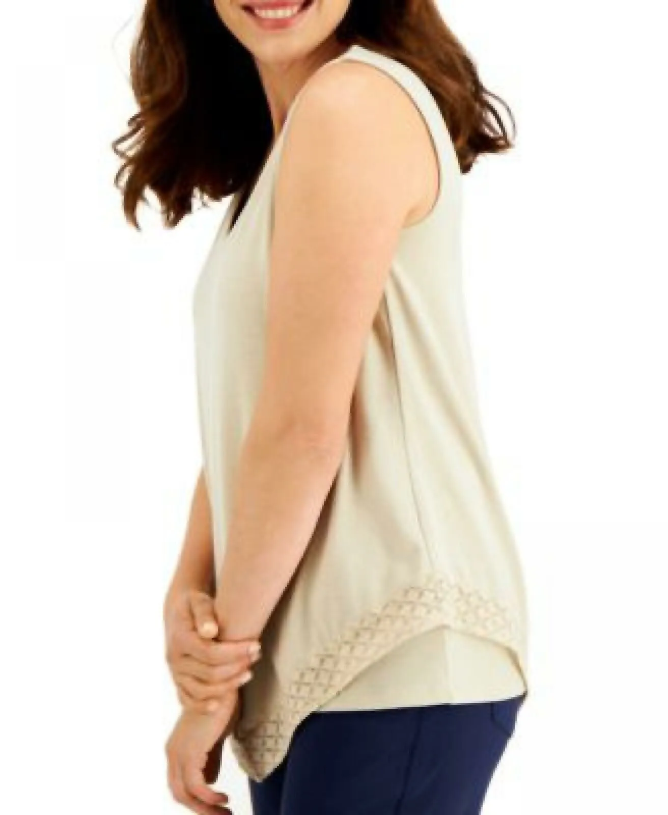 JM Collection Women's Two Layer Lace Trimmed Tank Top