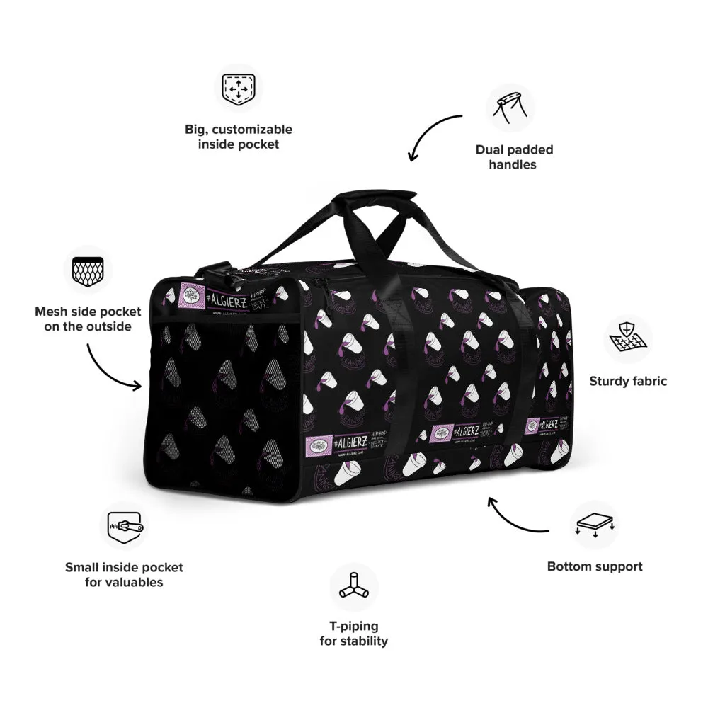 Leaning (Foam Cup) Repeating Design - Black Duffle Bag