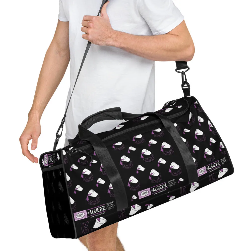 Leaning (Foam Cup) Repeating Design - Black Duffle Bag