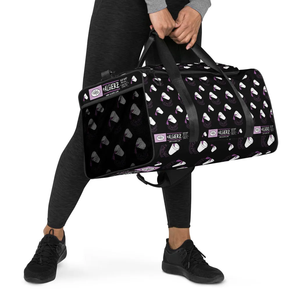 Leaning (Foam Cup) Repeating Design - Black Duffle Bag