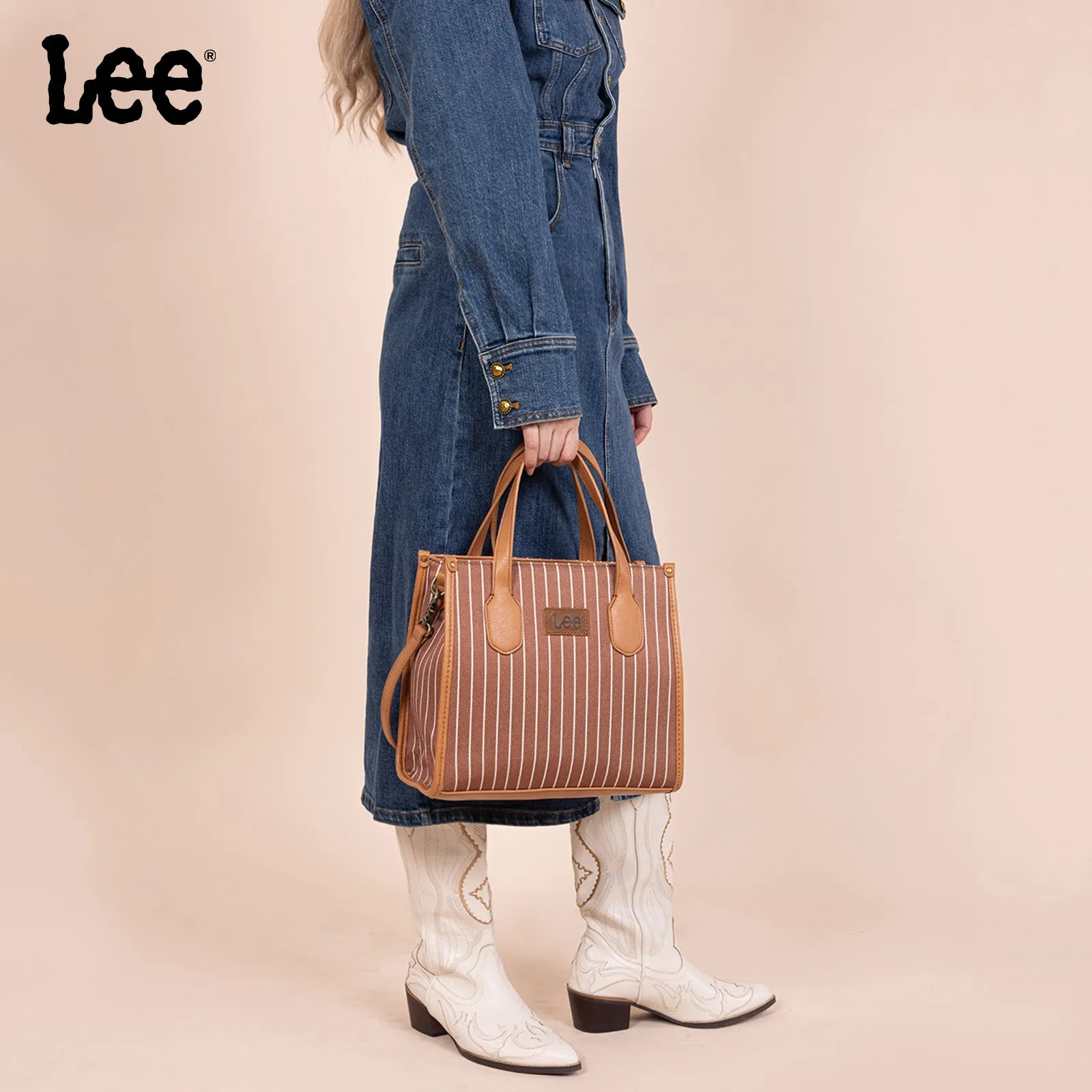 LEE56-007   LEE Striped Canvas Tote Bag/Crossbody