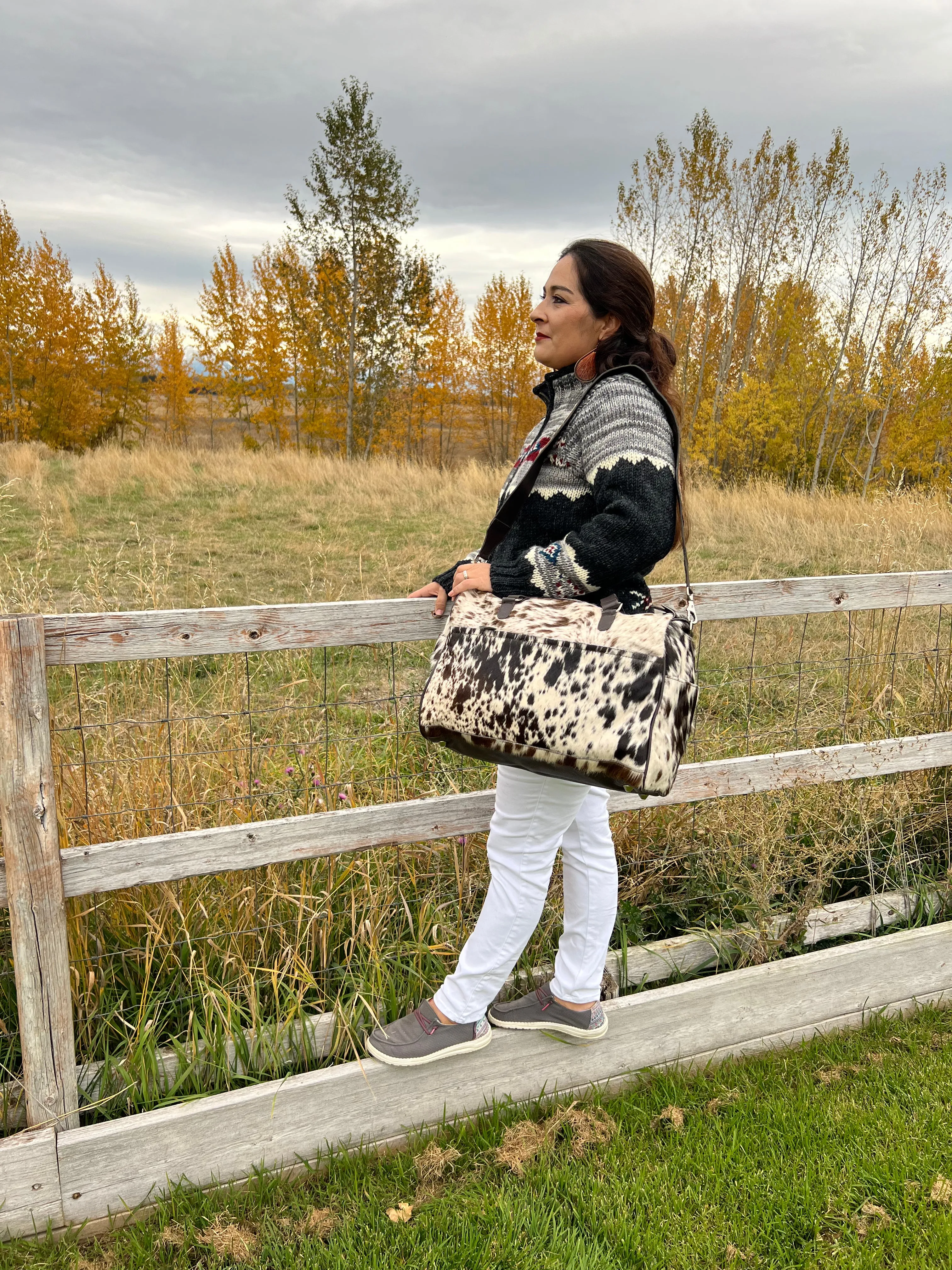 Little Buttercup Boho Western Genuine Cowhide Western Diaper Bag