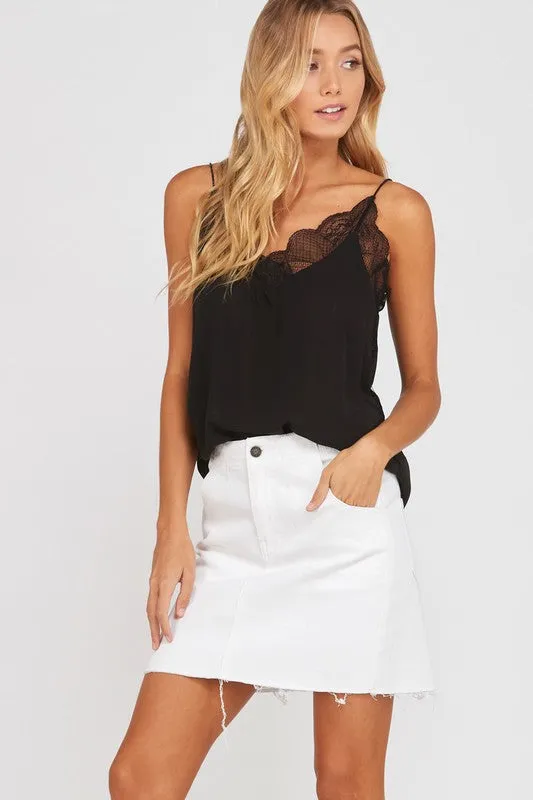 LOUISE LACE TRIM CAMI BLACK