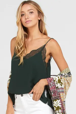 LOUISE LACE TRIM CAMI HUNTER GREEN-
