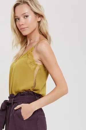 LOUISE LACE TRIM CAMI MUSTARD