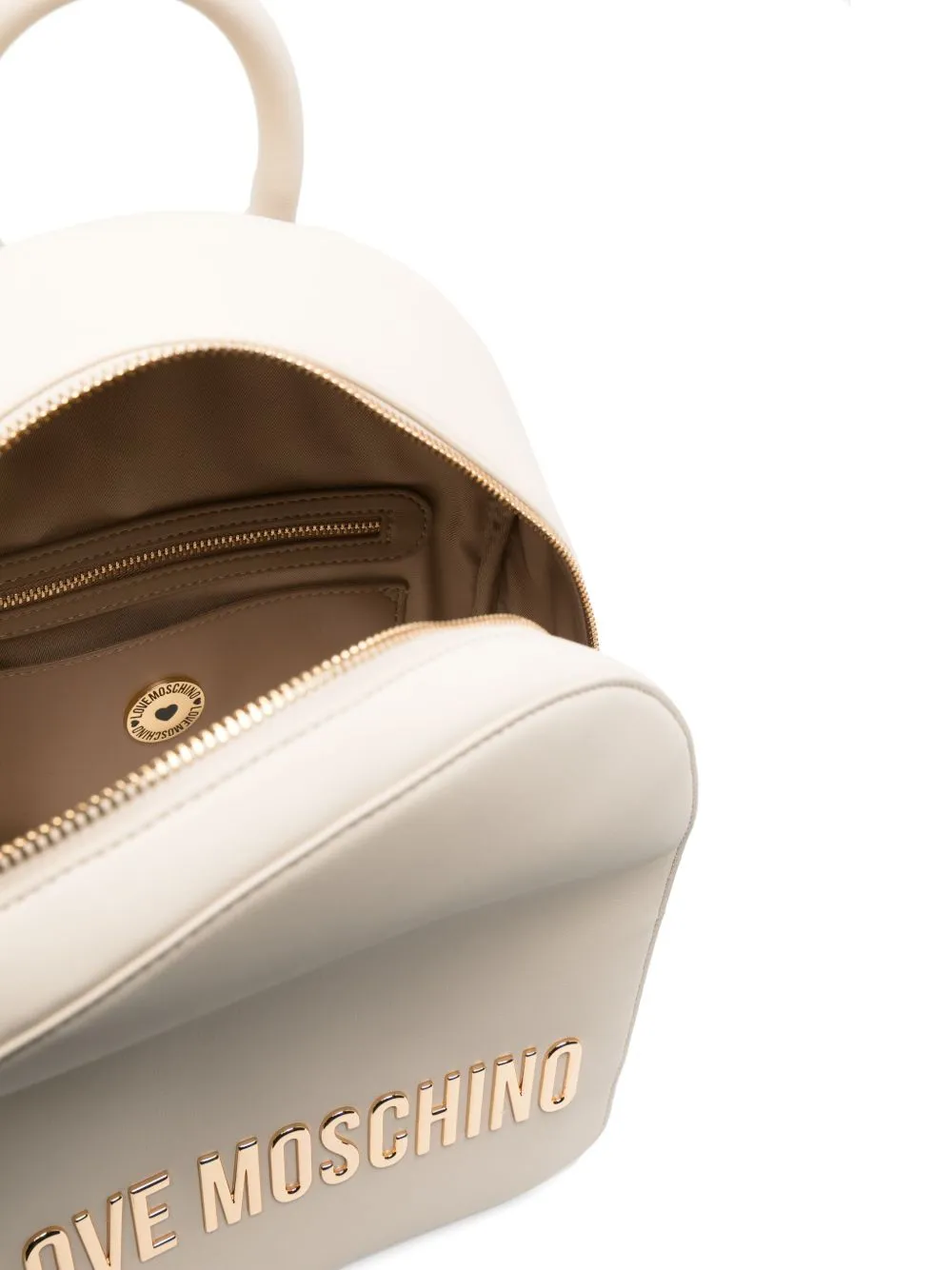 Älskar moschino elfenben ryggsäck med blixtfickor