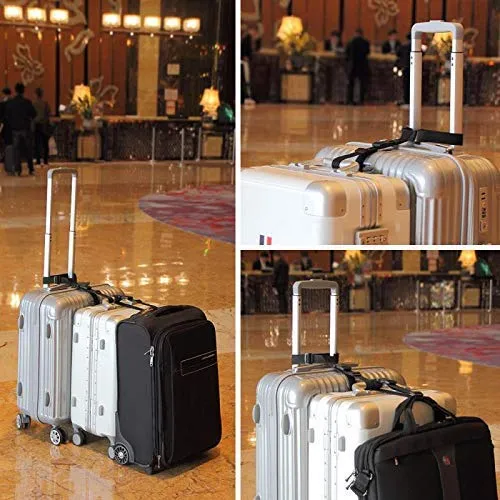 Luggage Straps,Two Add a Bag Suitcase Strap Belt,Adjustable Travel Attachment Accessories for Connect Your Three Luggage Together - 2 pack(Black)