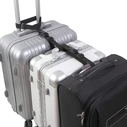 Luggage Straps,Two Add a Bag Suitcase Strap Belt,Adjustable Travel Attachment Accessories for Connect Your Three Luggage Together - 2 pack(Black)