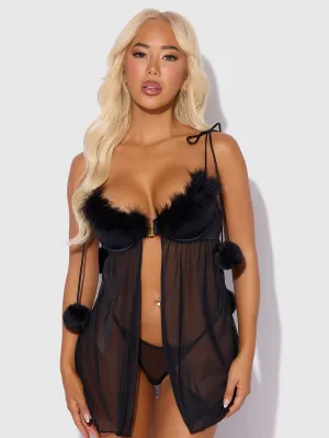 Marilyn Feather & Mesh Babydoll & G-String Set