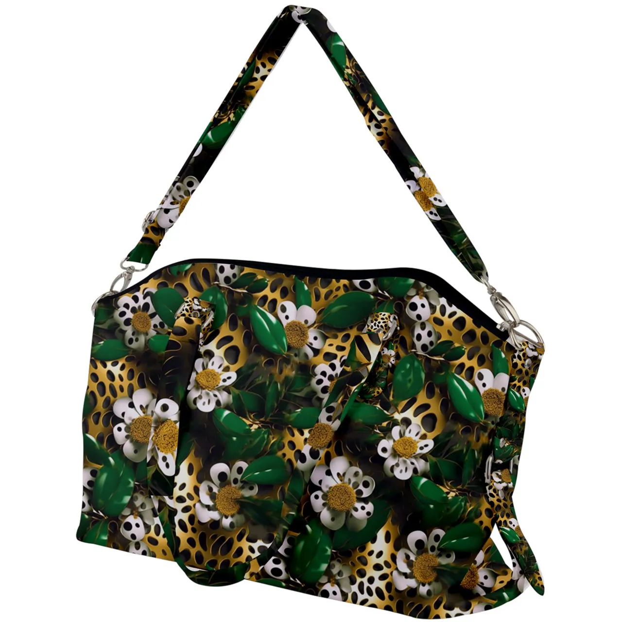 metalic floral Canvas Crossbody Bag