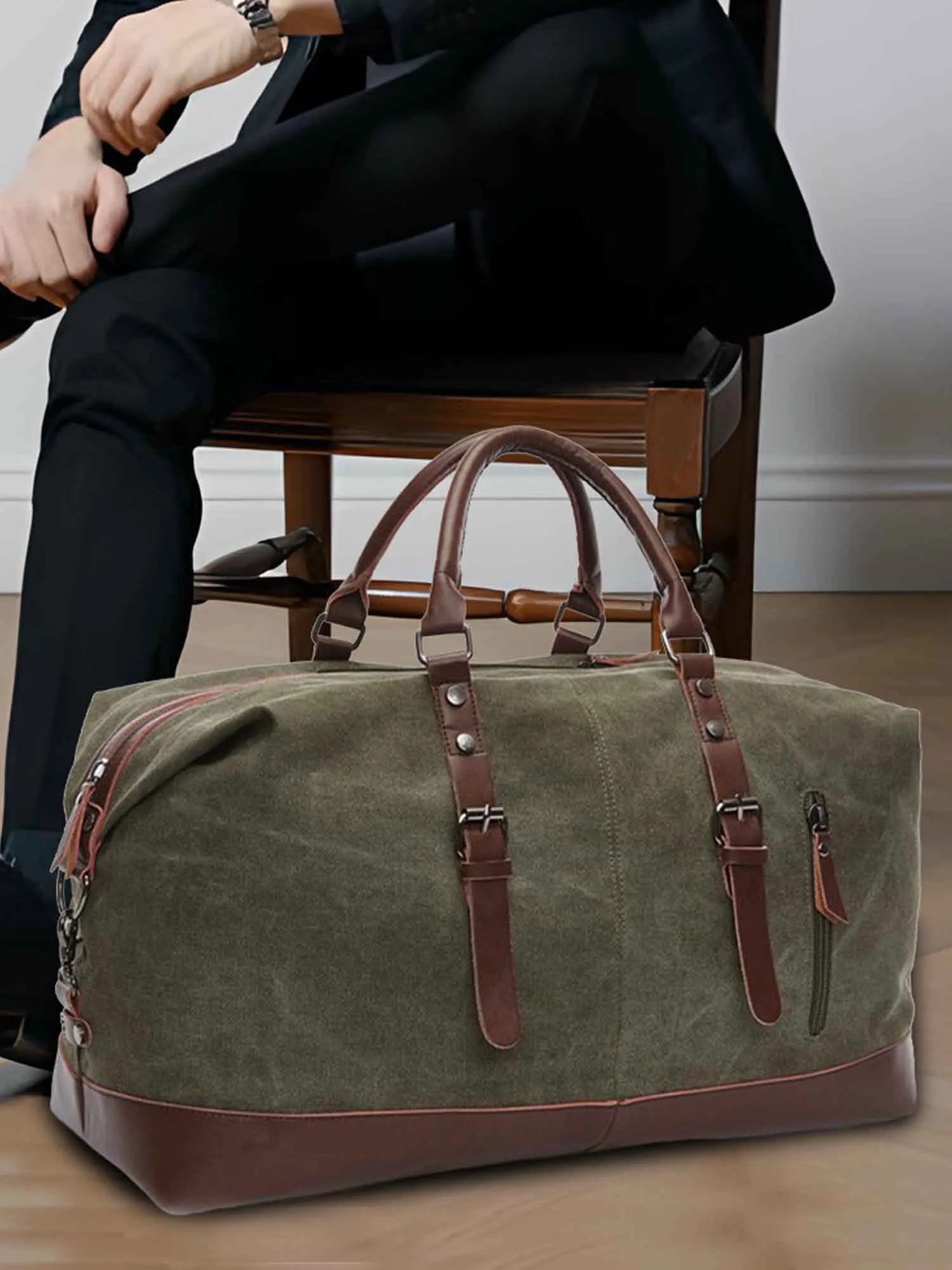 Military Green Canvas 40L Travel Duffle