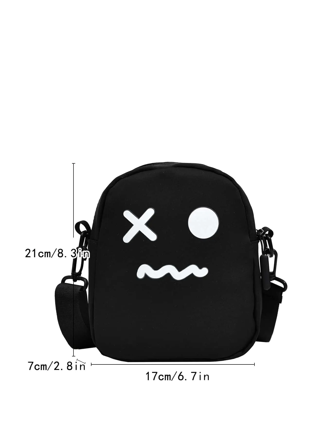 Mini Cartoon Graphic Dome Bag - Black and White