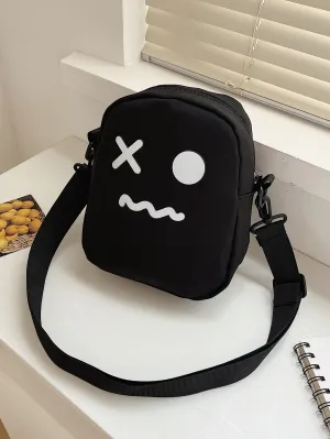 Mini Cartoon Graphic Dome Bag - Black and White