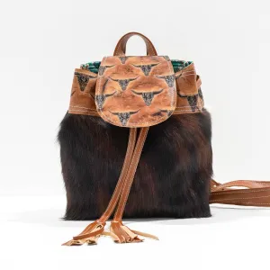 Mini Kelsea Backpack - Red Brindle w/ Sepia Skulls