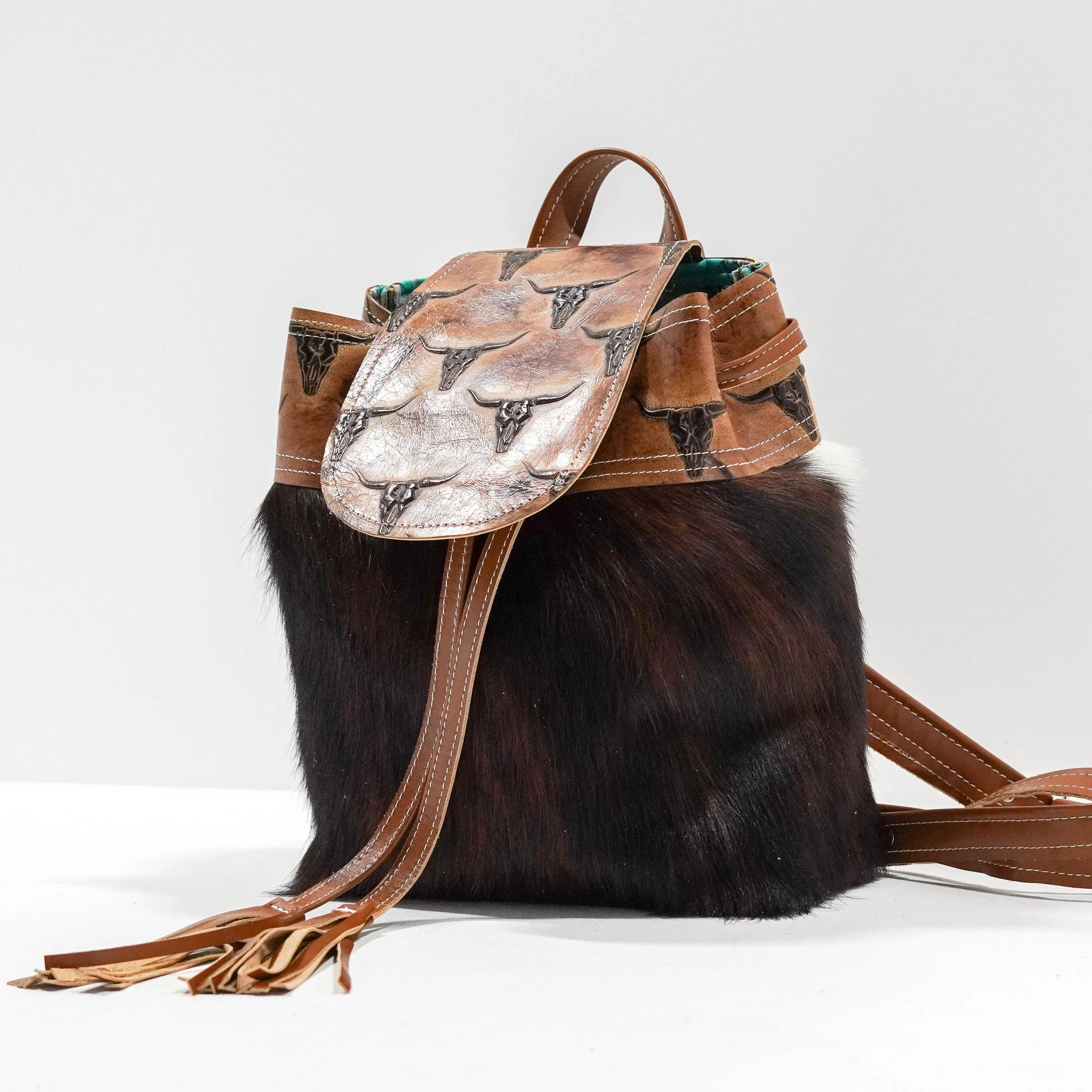 Mini Kelsea Backpack - Red Brindle w/ Sepia Skulls