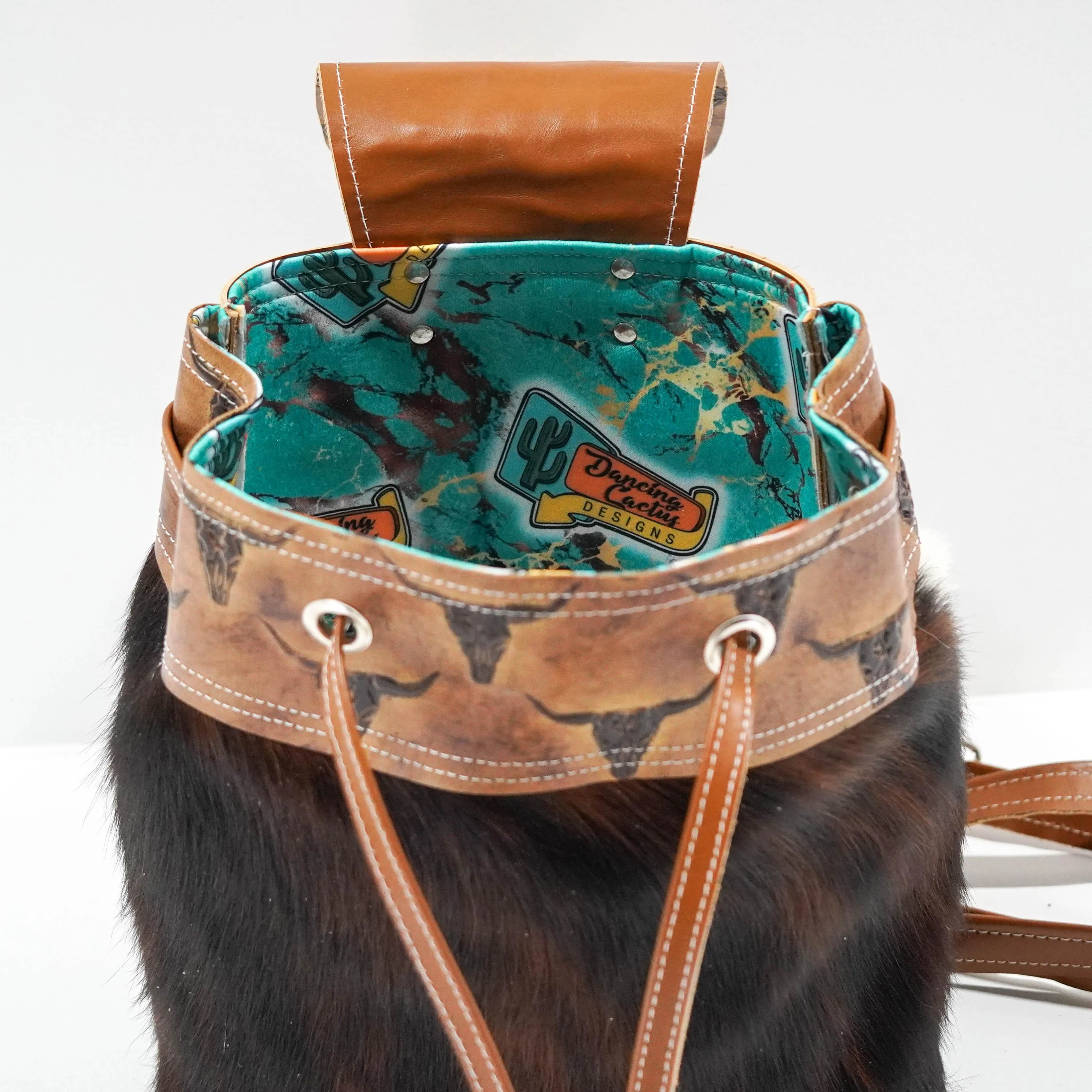 Mini Kelsea Backpack - Red Brindle w/ Sepia Skulls
