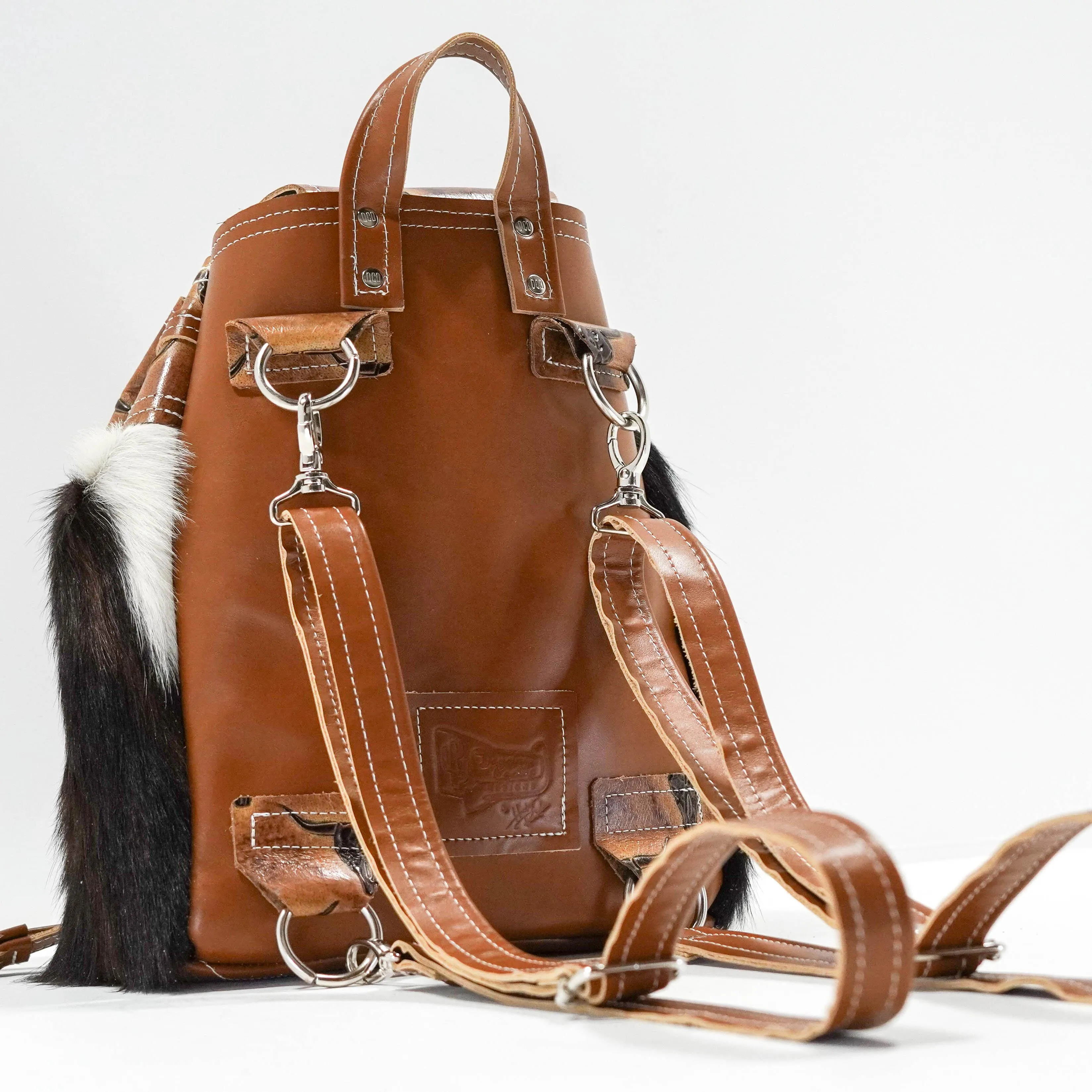 Mini Kelsea Backpack - Red Brindle w/ Sepia Skulls