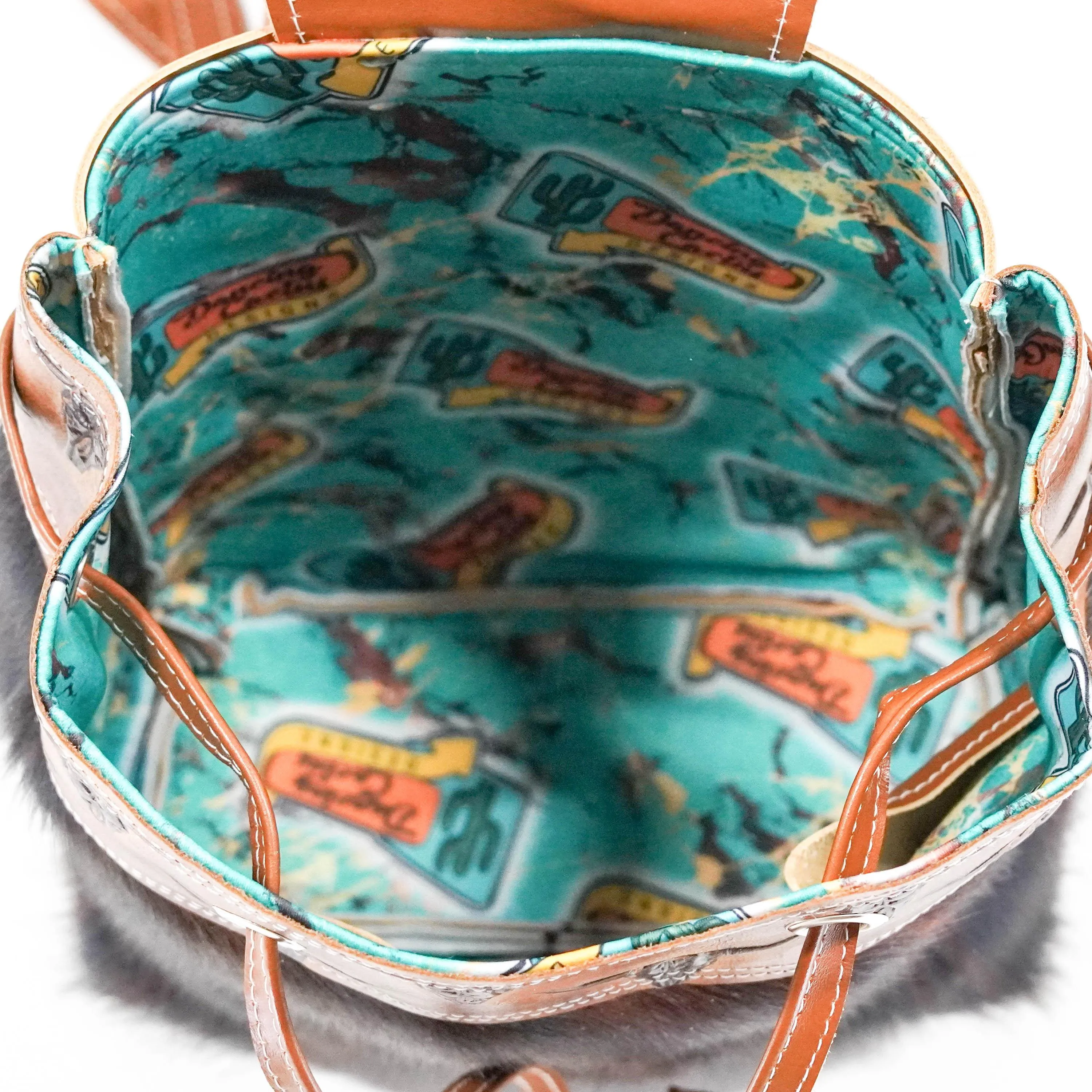 Mini Kelsea Backpack - Red Brindle w/ Sepia Skulls