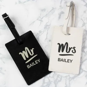 Mr & Mrs Black & Cream Luggage Tag Set
